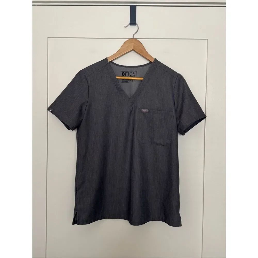 Figs Scrubs Top Catarina One-Pocket Womens Sz M Graphite Medical Nurse PO1568